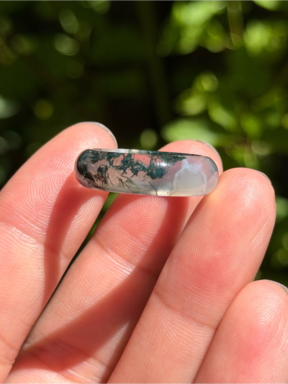Size 7.5 Moss Agate Dome Ring 1799